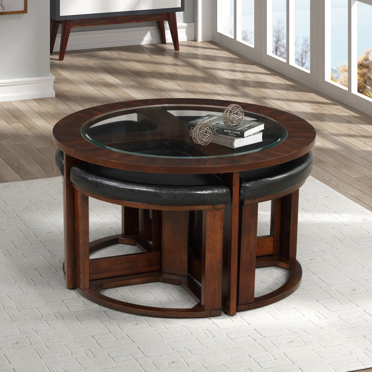 Landaverde coffee table store with nested stools